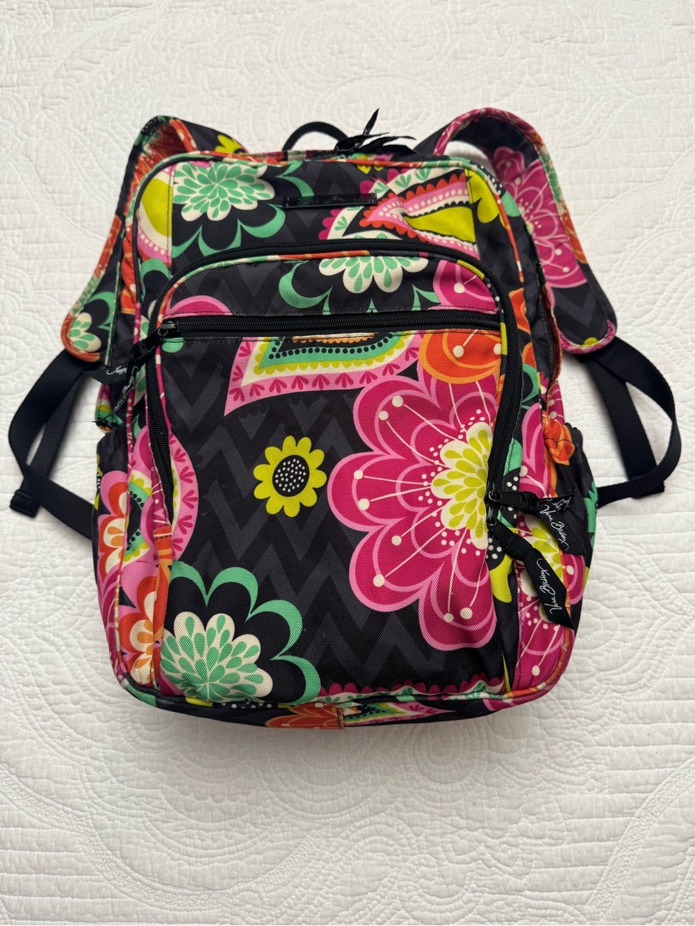 Vera Bradley Quilted Cotton Campus Backpack Floral Paisley Chevron Tech Pack